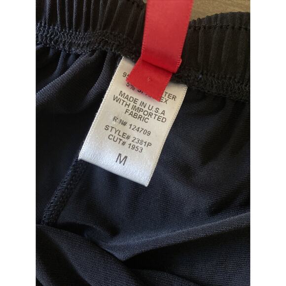 IC Connie K Womens Medium Black Pull On Elastic‎ Waist Ruffle Hem White Piping - Picture 5 of 6